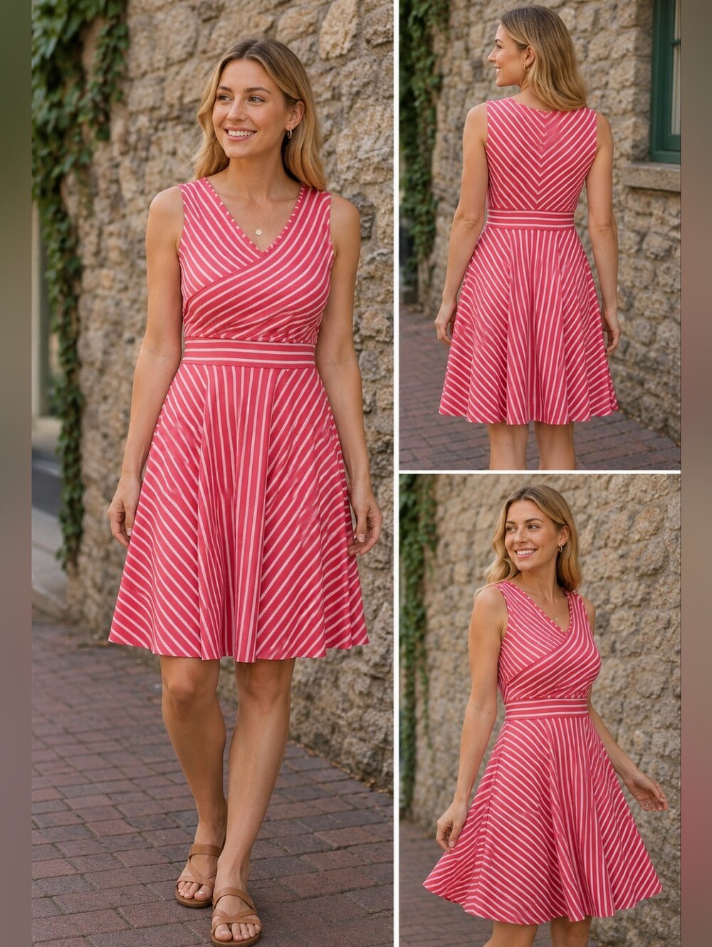 MAX STUDIO STRIPED SUMMER DRESS